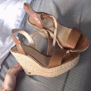MK wedge sandal tan leather